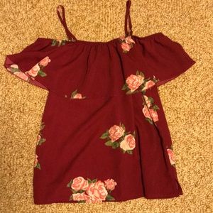 Maroon Floral Off the Shoulder Top